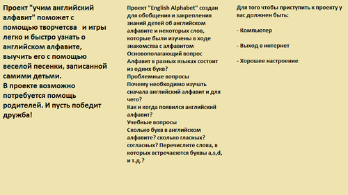 Проектная деятельность на уроках английского языка во втором классе « Мой английский алфавит»